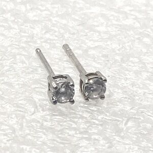 Vtg Sterling Silver Round Cz Stone - Square Shape Setting Stud Earrings 3mm